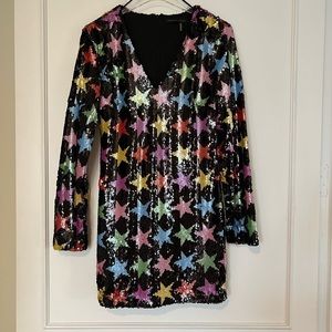 Black Sequins Mini Dress with Multicolor Star Pattern - New w/ Tags - Lala Kent